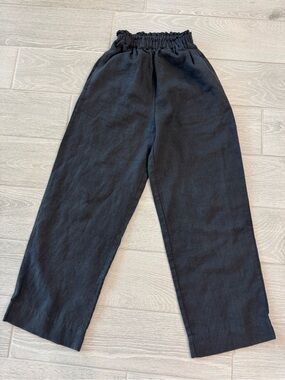SHELTER 100% Linen Black Pull on Pants Size XXS VGUC